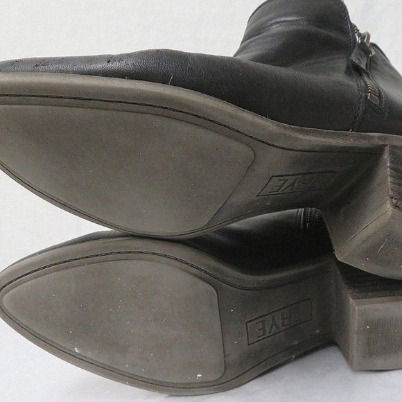 Women's Frye Black 2.5" Block Heel Zip Up 6.5" Tall Ankle Boots, Size‎ 9 - Picture 2 of 6